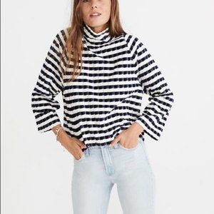 Madewell Long-Sleeve Mockneck Top In Velvet Stripe